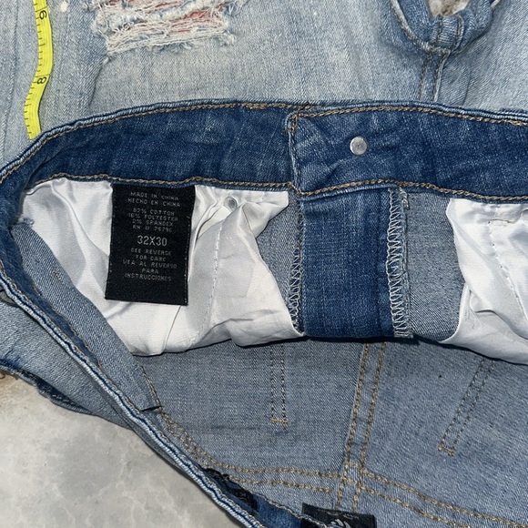 WAIMEA Skinny Fit Painted Seam Wearable Art-to-Wear Emo Grunge Punk Denim Jeans - Picture 5 of 7